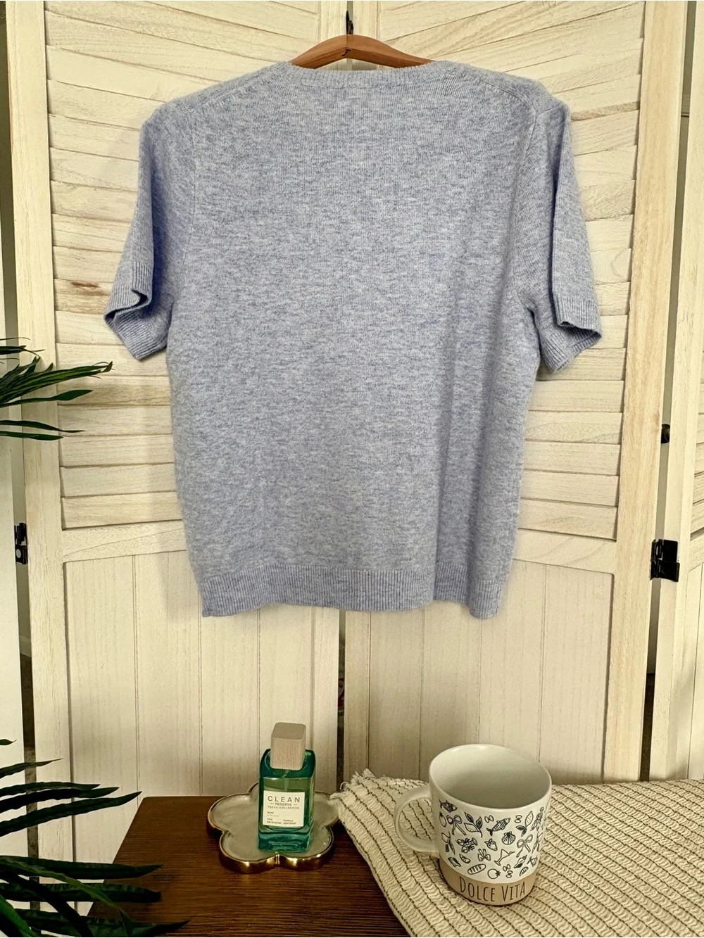 J.Crew Soft Blend Sweater Tee XL Heather Blue Short Sleeve Knit Top NWT